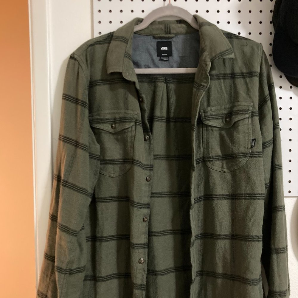 Vans Tailored Fit Olive Green Flannel